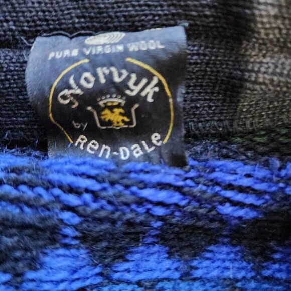 Vintage Norvyk by Ren - Dale wool cardigan blue & green button up S - Picture 5 of 8